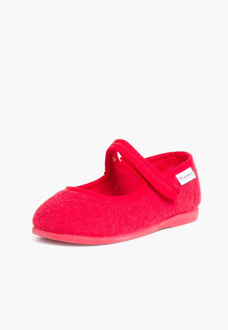 Chaussons babies en tissu éponge à scratch Ciel clair+Rouge 8 - vertbaudet enfant 