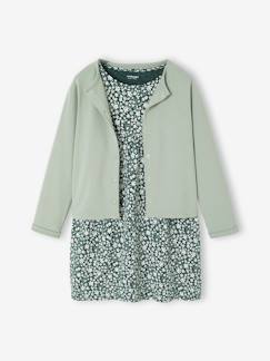 -Ensemble fille cardigan et robe imprimée fleurs