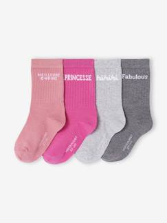 Lot de 4 paires de mi-chaussettes "message" fille  - vertbaudet enfant