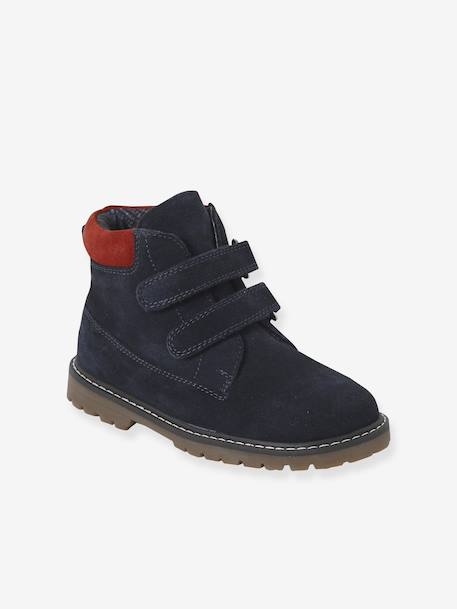 Boots enfant garçon cuir à scratchs marine 1 - vertbaudet enfant 