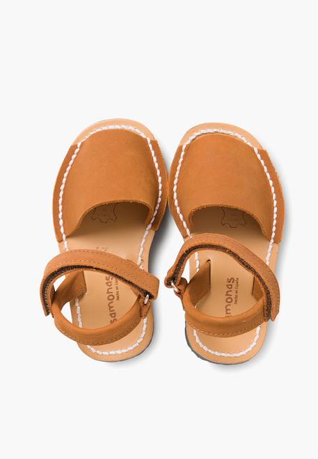 Sandales avarcas nubuck à scratch pour enfant Aigue-marine+Beige+Bleu denim+Bleu marine+Marron+Rouge+Taupe 29 - vertbaudet enfant 