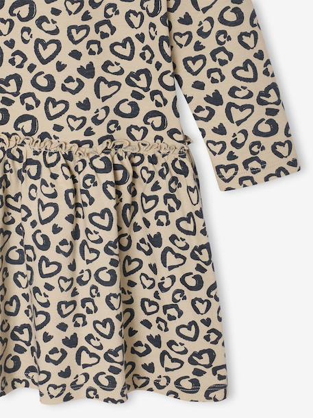 Robe imprimée fille manches longues beige poudré+rose 3 - vertbaudet enfant 