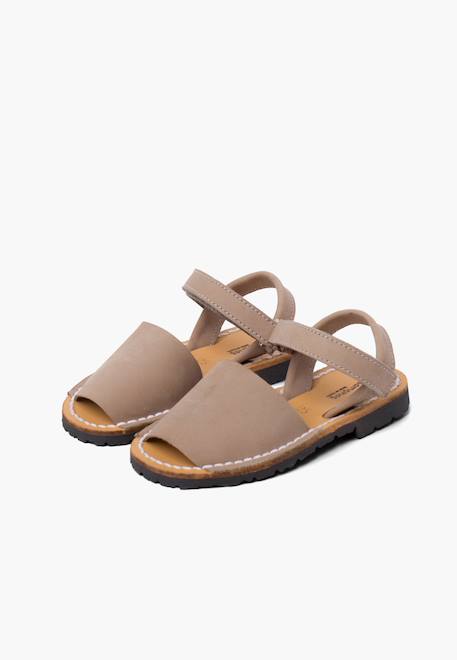 Sandales avarcas nubuck à scratch pour enfant Bleu denim+Taupe 10 - vertbaudet enfant 