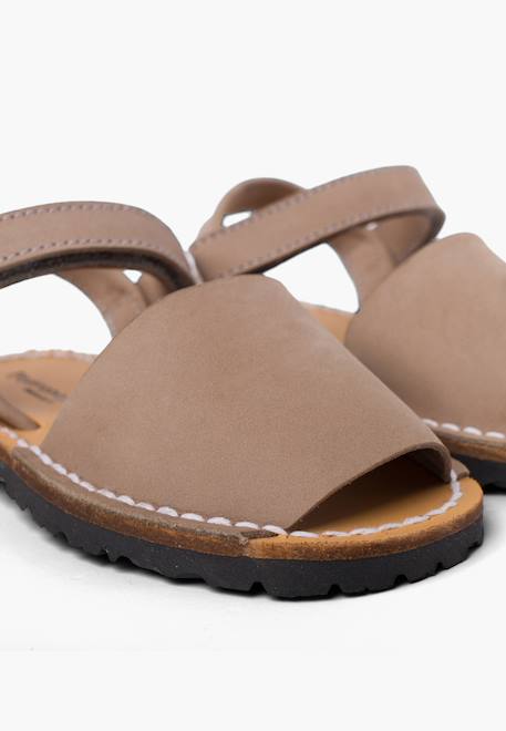 Sandales avarcas nubuck à scratch pour enfant Bleu denim+Taupe 12 - vertbaudet enfant 