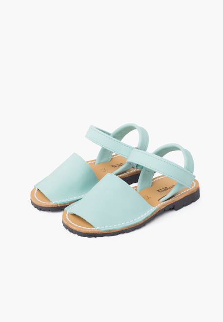 Sandales avarcas nubuck à scratch pour enfant Aigue-marine+Beige+Bleu denim+Bleu marine+Marron+Rouge+Taupe 4 - vertbaudet enfant 
