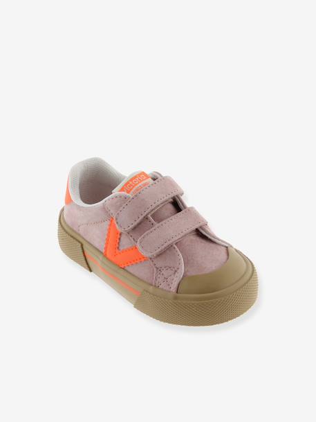 Baskets enfant cuir et contrast à scratchs blush+marine 1 - vertbaudet enfant 