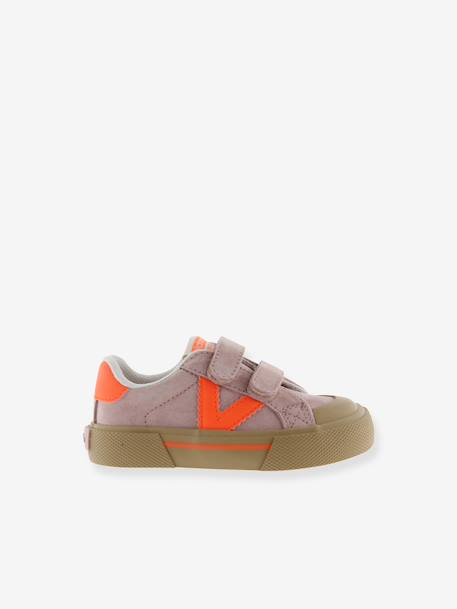 Baskets enfant cuir et contrast à scratchs blush+marine 3 - vertbaudet enfant 