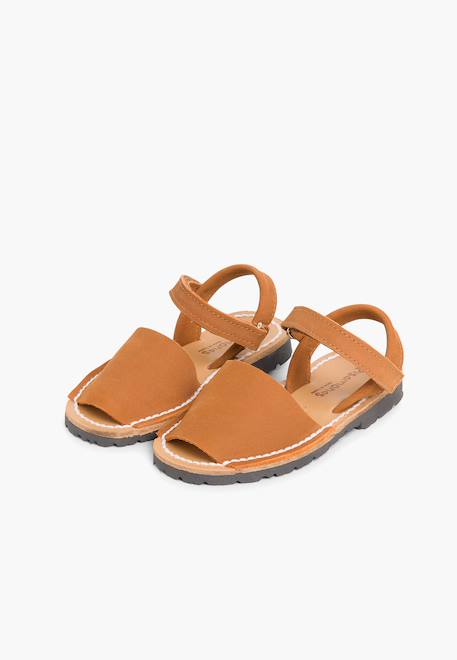 Sandales avarcas nubuck à scratch pour enfant Aigue-marine+Beige+Bleu denim+Bleu marine+Marron+Rouge+Taupe 28 - vertbaudet enfant 
