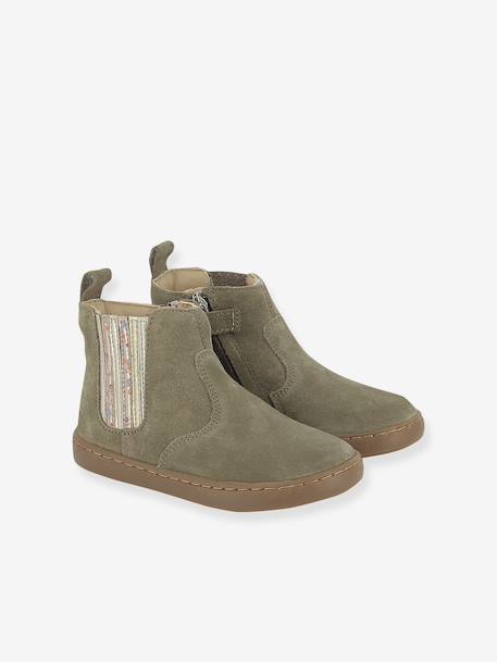 Boots en cuir Play New Shine kaki 1 - vertbaudet enfant 