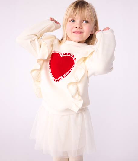 Fille-Pull, gilet, sweat-Sweat-shirt fille en coton imprimé à volants