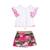 Ensemble été   blouse   & jupe short  et Blanc rose kaki 1 - vertbaudet enfant 
