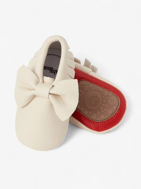 Chaussons bow enfant en cuir vegan Blanc cassé+Blanc cassé avec rouge+Brun+Rouge 8 - vertbaudet enfant 