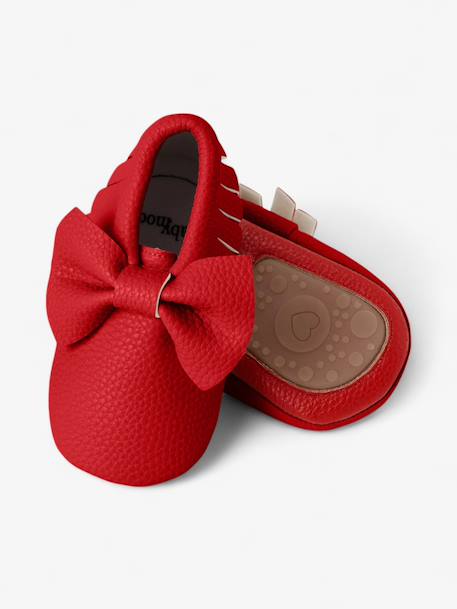 Chaussons bow enfant en cuir vegan Blanc cassé+Blanc cassé avec rouge+Brun+Rouge 18 - vertbaudet enfant 