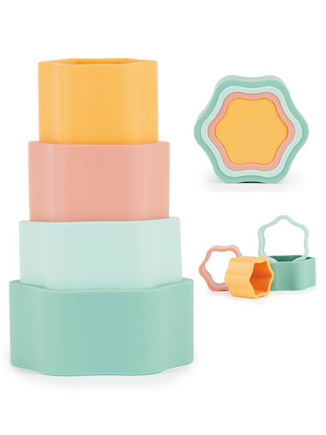 Pyramide à empiler en silicone fleur Chocolate bliss+Tropical vibes 7 - vertbaudet enfant 