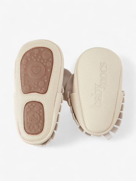 Chaussons bow enfant en cuir vegan Blanc cassé+Blanc cassé avec rouge+Brun+Rouge 3 - vertbaudet enfant 