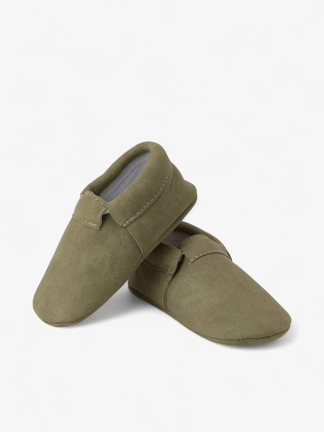 Chaussons casual bébé en cuir vegan Brun+Greige+Verte 9 - vertbaudet enfant 