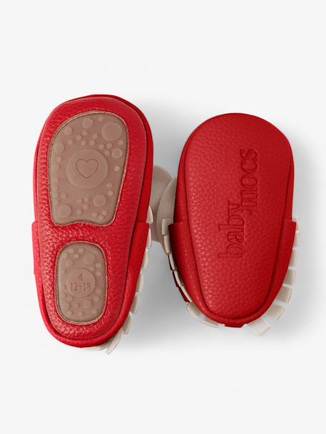 Chaussons bow enfant en cuir vegan Blanc cassé+Blanc cassé avec rouge+Brun+Rouge 19 - vertbaudet enfant 