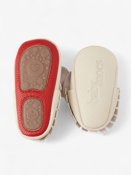 Chaussons bow enfant en cuir vegan Blanc cassé+Blanc cassé avec rouge+Brun+Rouge 9 - vertbaudet enfant 