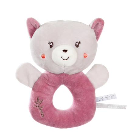Hochet bebe bamboo - chat - 14 cm s/carte Gris 1 - vertbaudet enfant 