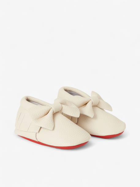 Chaussons bow enfant en cuir vegan Blanc cassé+Blanc cassé avec rouge+Brun+Rouge 6 - vertbaudet enfant 