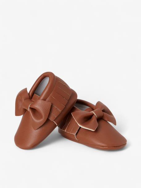 Chaussons bow enfant en cuir vegan Blanc cassé+Blanc cassé avec rouge+Brun+Rouge 11 - vertbaudet enfant 