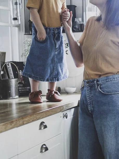 Chaussons bow enfant en cuir vegan Blanc cassé+Blanc cassé avec rouge+Brun+Rouge 14 - vertbaudet enfant 