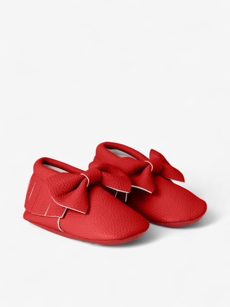 Chaussons bow enfant en cuir vegan Blanc cassé+Blanc cassé avec rouge+Brun+Rouge 16 - vertbaudet enfant 