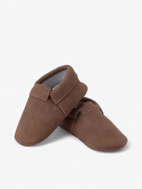 Chaussons casual bébé en cuir vegan Brun+Greige+Verte 2 - vertbaudet enfant 