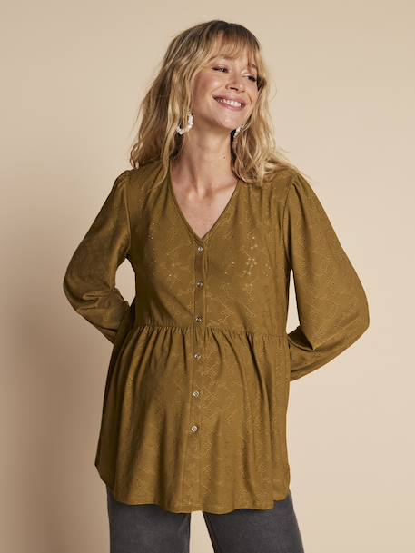 Tee-shirt blouse grossesse noir+olive 9 - vertbaudet enfant 