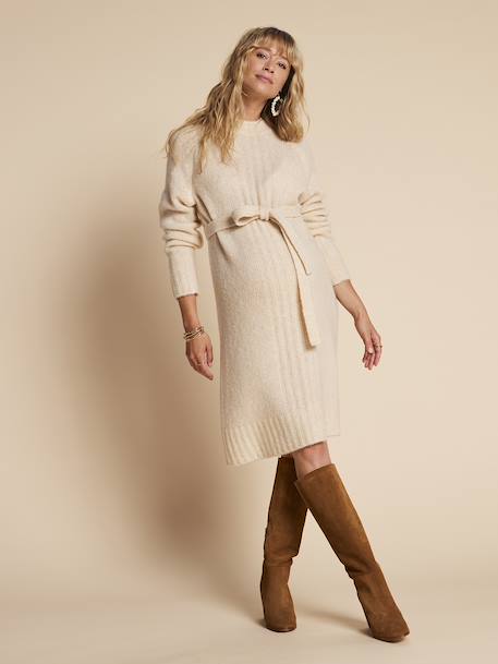 Robe de grossesse en tricot beige+gris perle 2 - vertbaudet enfant 