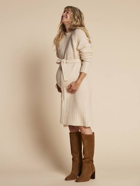 Robe de grossesse en tricot beige+gris perle 1 - vertbaudet enfant 