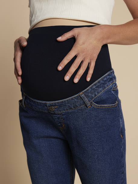 Jean de grossesse mom slim fit bandeau détachable bleu foncé+stone 4 - vertbaudet enfant 