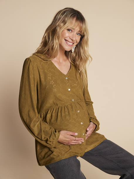 Tee-shirt blouse grossesse noir+olive 8 - vertbaudet enfant 