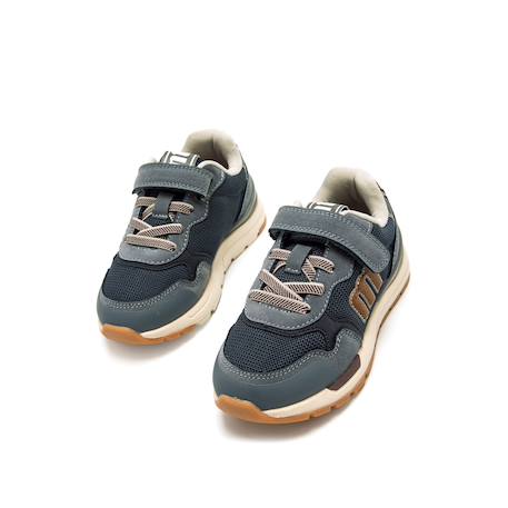 Sneakers garçon textile lacets- fermeture adhésive Bleu – bleu clair+Blue+Grey+Gris-jaune 7 - vertbaudet enfant 