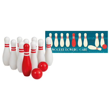 Jeu de bowling en bois Blanc 1 - vertbaudet enfant 