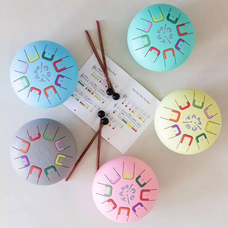 Tongue drum 8 notes Bleu+Gris+Jaune+Rose 4 - vertbaudet enfant 