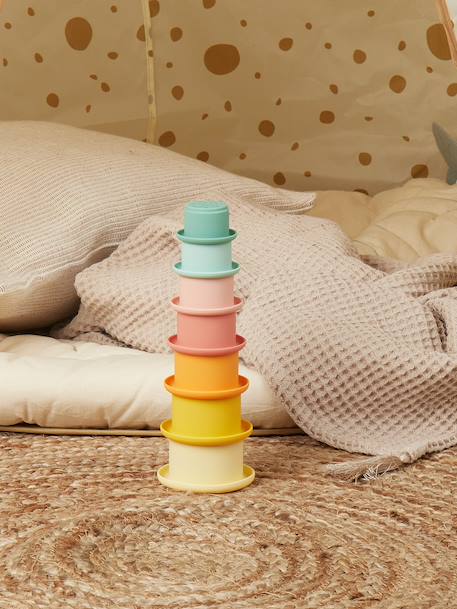Tour à empiler silicone - gobelets empilables Tropical vibes 3 - vertbaudet enfant 