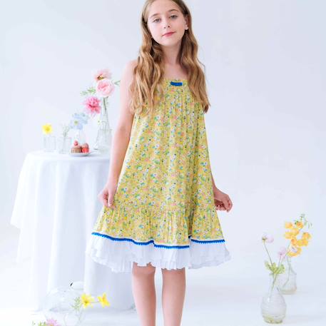 Robe Fleurie Bleue-violette MARESE Pour Bébé Fille - Taille 18 Mois, Style Trapèze - Occasion Très Bon état