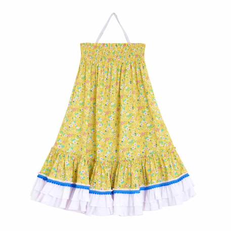 Robe demoiselle d'honneur bohème  liberty   esmeralda Bleu fleurie+Jaune fleuri+Orange vert+Violet 11 - vertbaudet enfant 