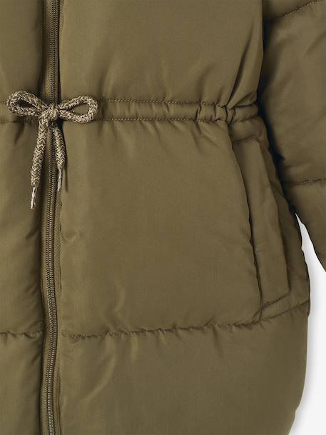 Doudoune fille longue à capuche kaki+vieux rose 5 - vertbaudet enfant 