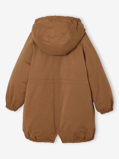 Parka fille à capuche doublée imitation fourrure bois de rose+camel+marine+noir+prune+vert foncé 10 - vertbaudet enfant 