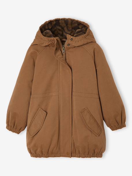 Parka fille à capuche doublée imitation fourrure bois de rose+camel+marine+noir+prune+vert foncé 8 - vertbaudet enfant 
