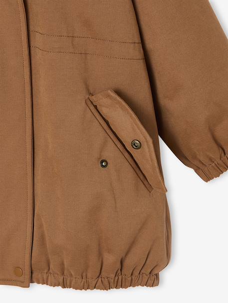 Parka fille à capuche doublée imitation fourrure bois de rose+camel+marine+noir+prune+vert foncé 12 - vertbaudet enfant 