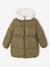 Doudoune fille longue à capuche kaki+vieux rose 1 - vertbaudet enfant 