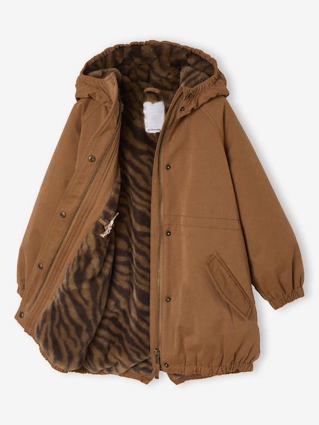 Parka fille à capuche doublée imitation fourrure bois de rose+camel+marine+noir+prune+vert foncé 9 - vertbaudet enfant 