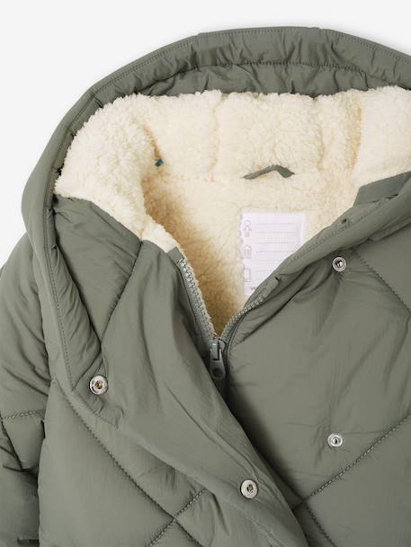 Doudoune fille à capuche doublée sherpa blush+marine+vert 19 - vertbaudet enfant 