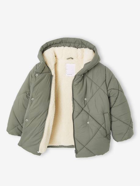 Doudoune fille à capuche doublée sherpa blush+marine+vert 17 - vertbaudet enfant 