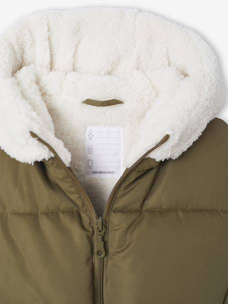 Doudoune fille longue à capuche kaki+vieux rose 4 - vertbaudet enfant 