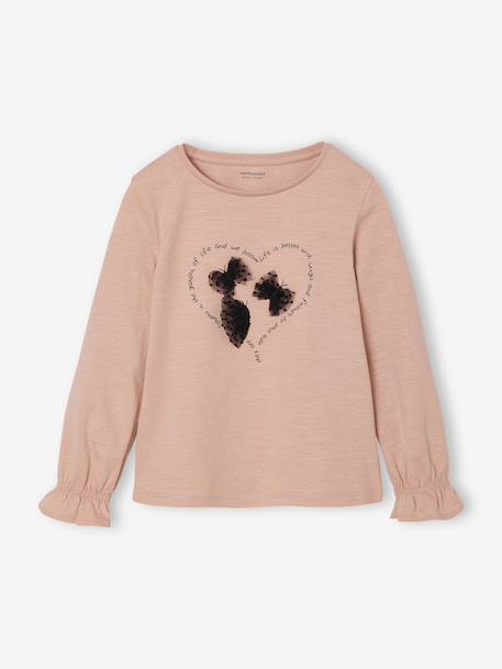 T-shirt fille motifs fantaisie détails brillants bleu pétrole+rose poudré 5 - vertbaudet enfant 