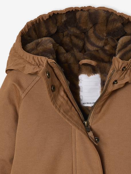 Parka fille à capuche doublée imitation fourrure bois de rose+camel+marine+noir+prune+vert foncé 11 - vertbaudet enfant 